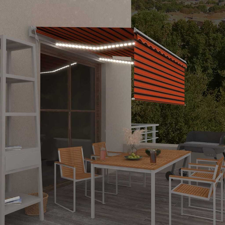 Vidaxx Markise mit Rollo, LED und Windsensor 3,5x2,5 m Orangebraun