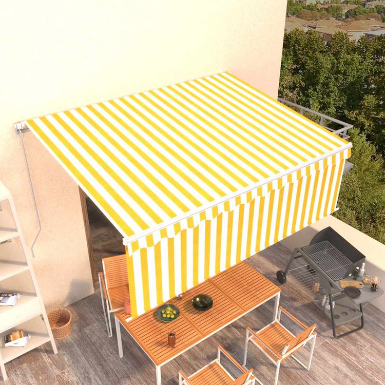 Vidaxl luifel manuell ausziehbar mit Rollerblind 4x3 m gelb und weiß