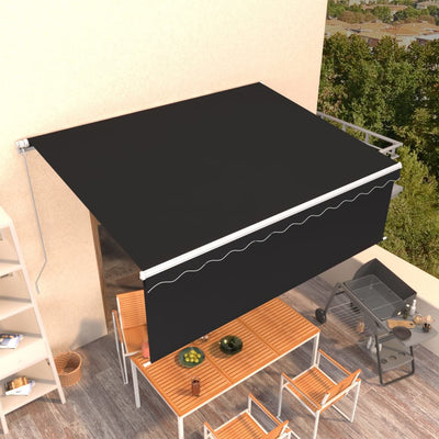 Vidaxl Luifel mit Roller Blind 4x3 m Anthrazit manuell ausziehbar