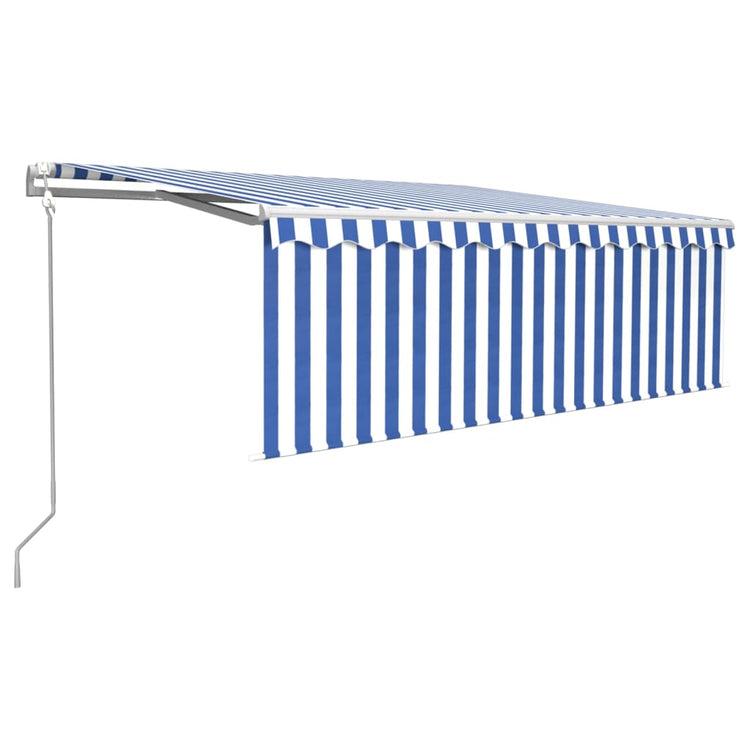 Vidaxl Luifel Automatische Walzenblind -LED -Windsensor 4x3 m blau und weiß