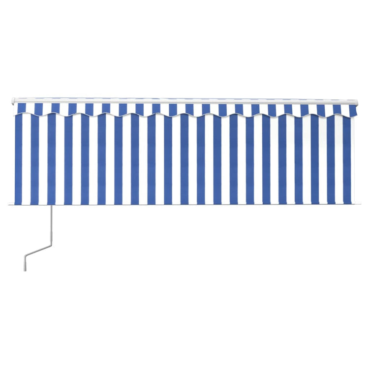 Vidaxl Luifel Automatische Walzenblind -LED -Windsensor 4x3 m blau und weiß