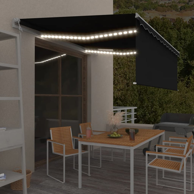 Vidaxl Luifel mit Rollenblind-, LED- und Windsensor 4x3 m Anthrazitfarbe