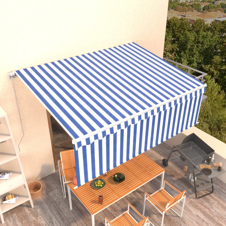 Vidaxl luifel manuell ausziehbar mit Roller Blind 4,5x3 m blau weiß