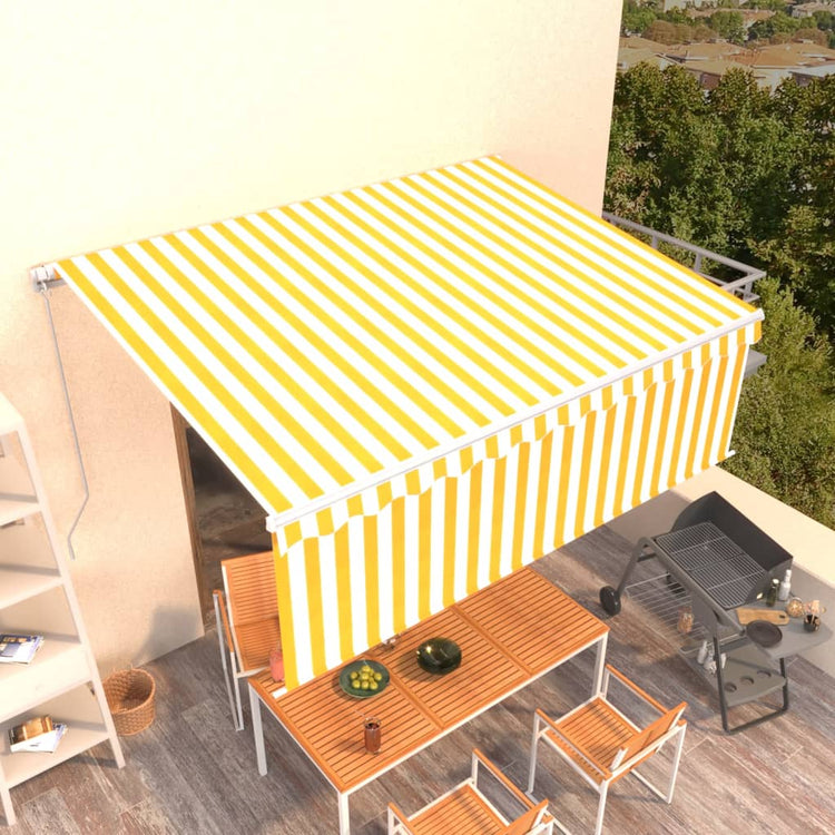 Vidaxl luifel manuell ausziehbar mit Roller Blind 4,5x3 m gelb und weiß