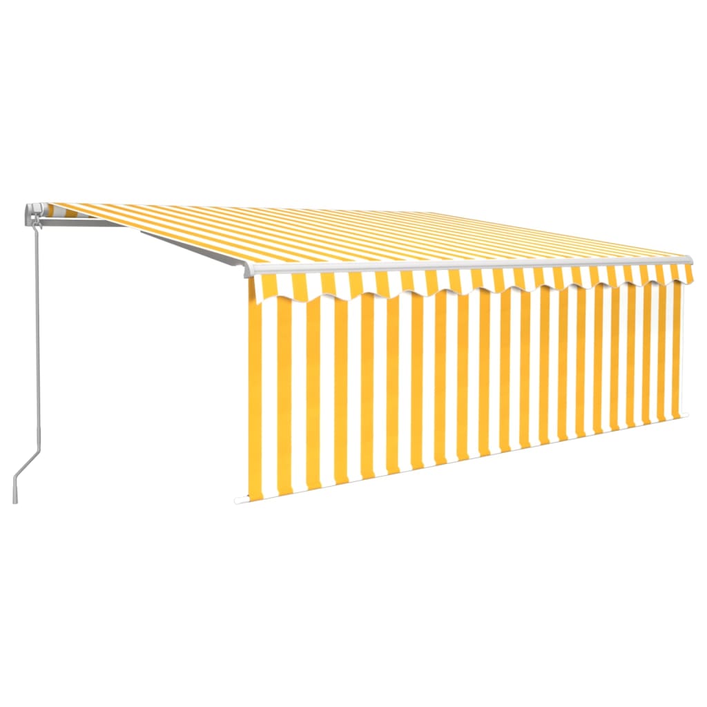 Vidaxl luifel manuell ausziehbar Roller Blind und LED 4,5 x 3 m gelb weiß