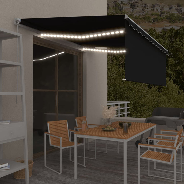 Vidaxl luifel manuell ausziehbarer Roller Blind LED 4,5 x 3 m Anthrazit