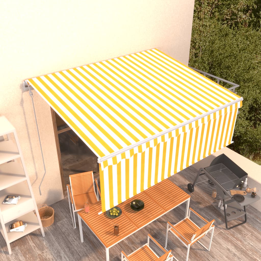 Vidaxl luifel expanisch mit Roller Blind 4,5x3 M Gelb weiß