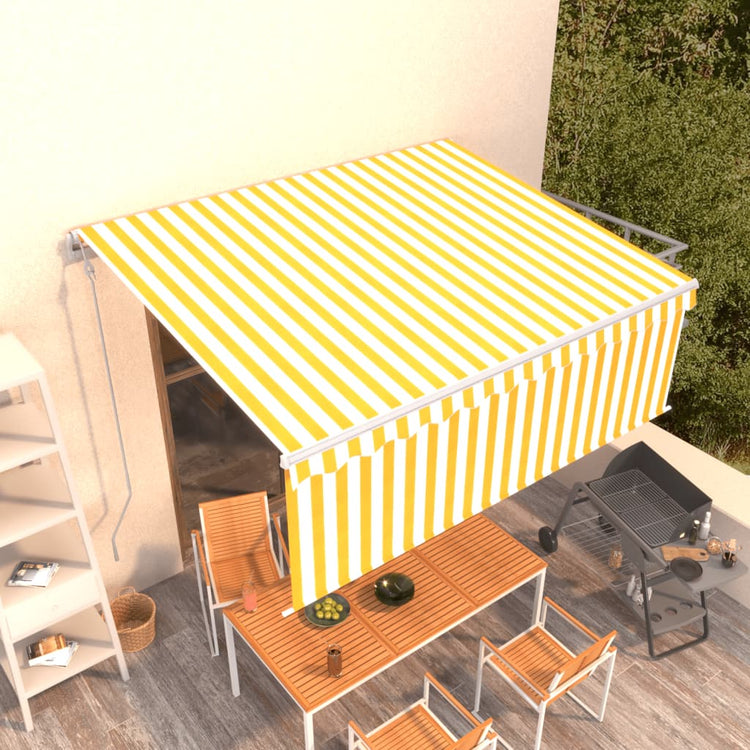 Vidaxl luifel expanisch mit Roller Blind 4,5x3 M Gelb weiß