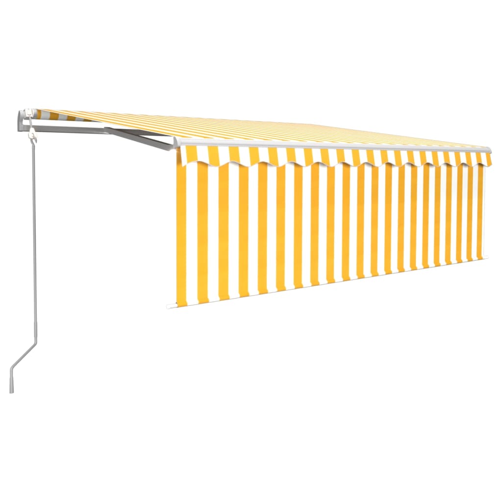 Vidaxl Luifel Automatik mit Roller Blind und Sensor 4,5 x 3 m gelb und weiß