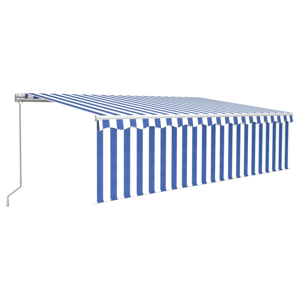 Vidaxl luifel manuell ausziehbar mit Roller Blind 5x3 m blau und weiß