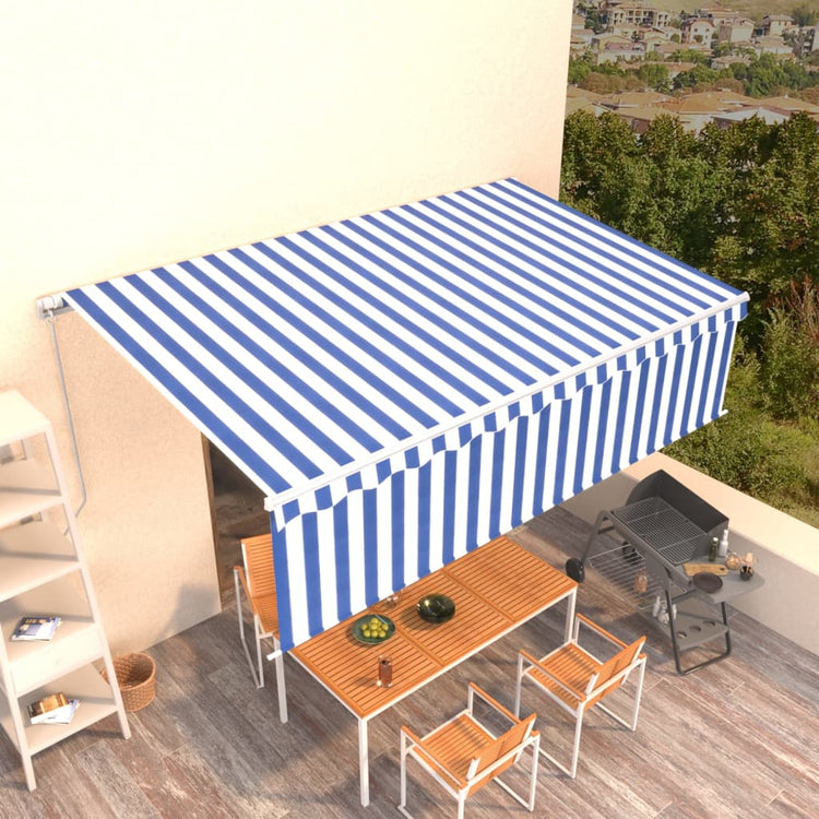 Vidaxl luifel manuell ausziehbar mit Roller Blind 5x3 m blau und weiß