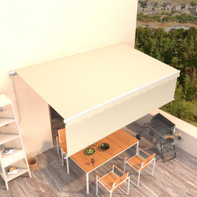Vidaxl luifel mit Roller Blind 5x3 m cremefarbene gelenkt