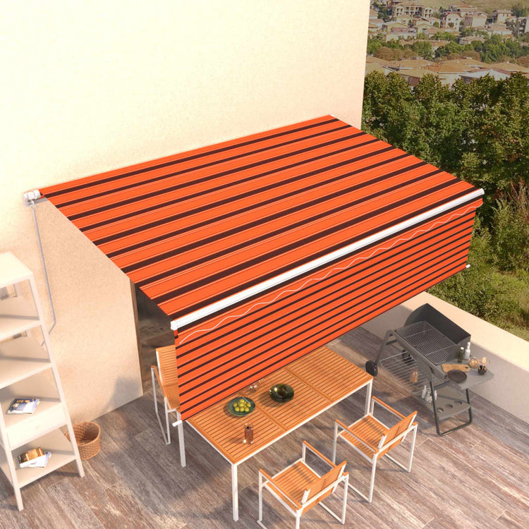 Vidaxl luifel manuell ausziehbar Roller Blind 5x3 M orange und braun
