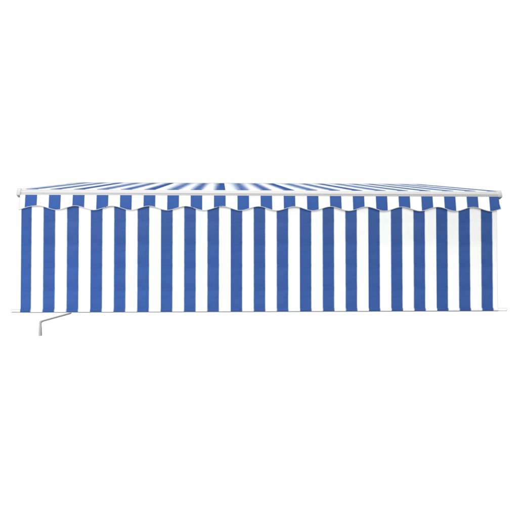 Vidaxl luifel manuell ausziehbar mit Rollerblind -LED 5x3 m blau weiß