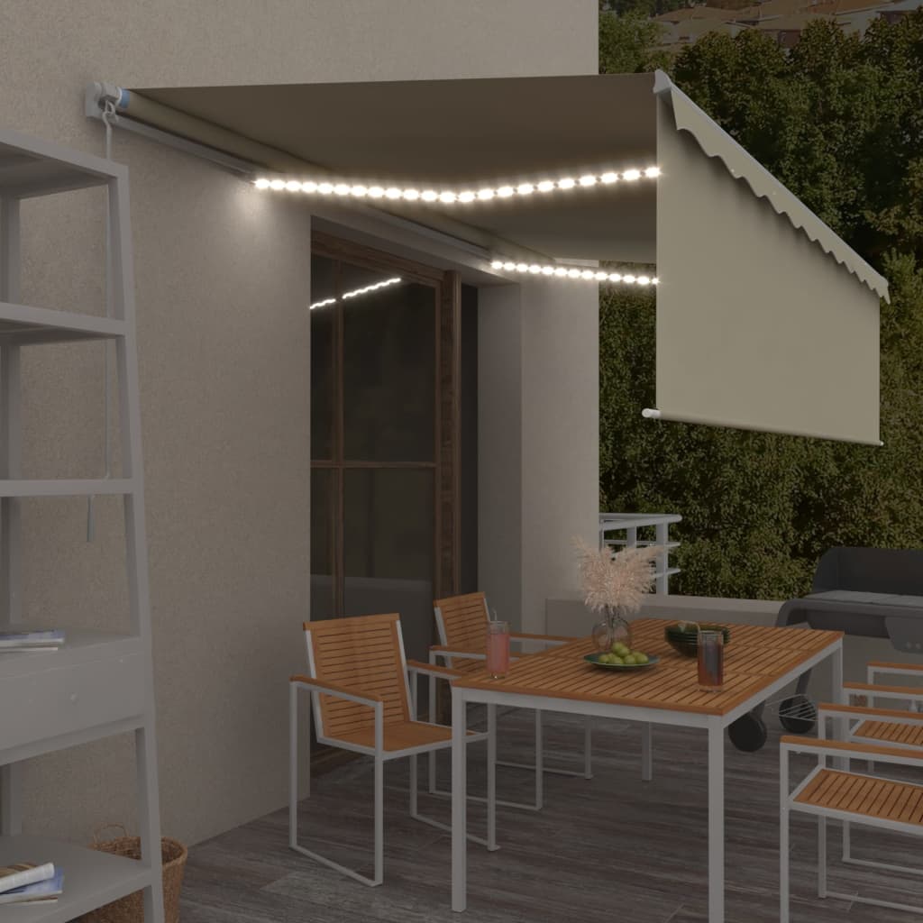 Vidaxl Luifel mit Rollerblind und 5x3 M -Creme manuell ausziehbar