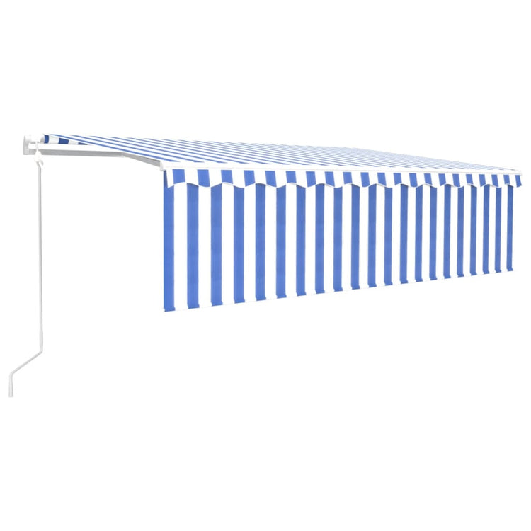 Vidaxl Luifel Automatische Walzenblind -LED -Windsensor 5x3 m blau und weiß