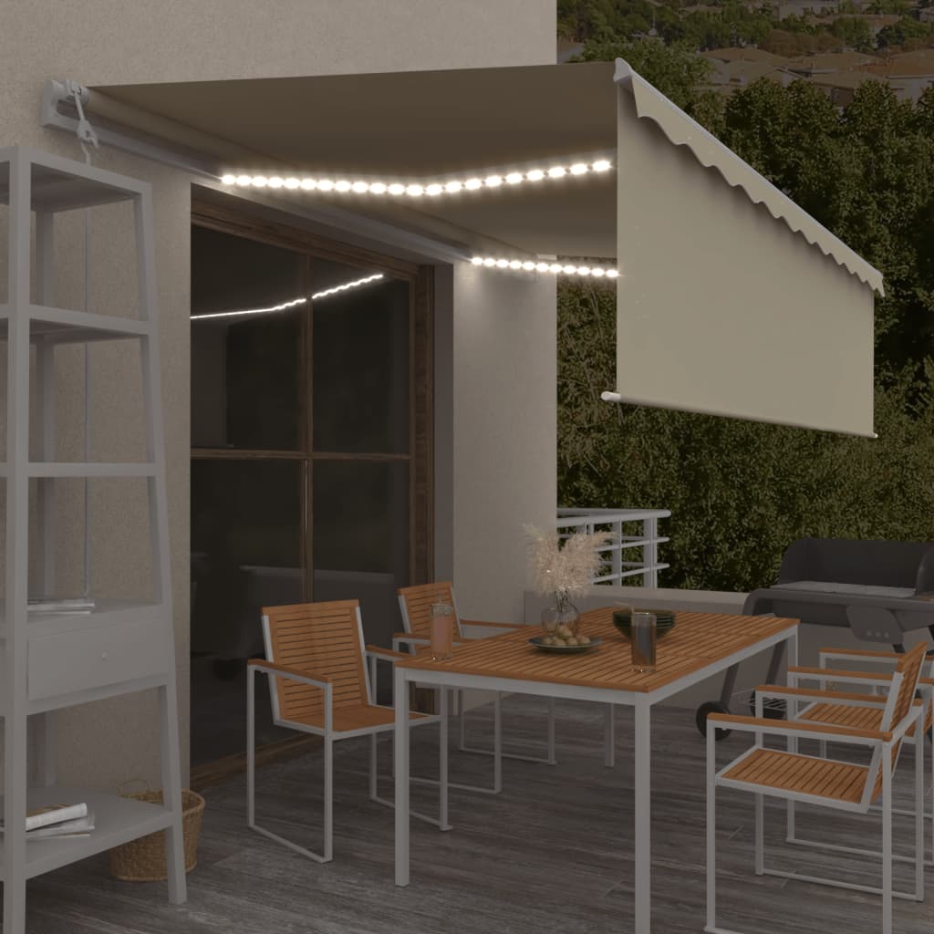 Vidaxl Luifel Automatik mit Rollerblind -LED -Windsensor 5x3 m Creme