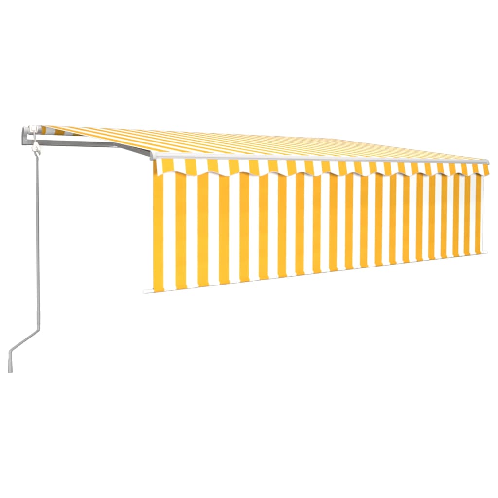 Vidaxl Luifel Automatische Walzenblind -LED -Windsensor 5x3 m gelb und weiß
