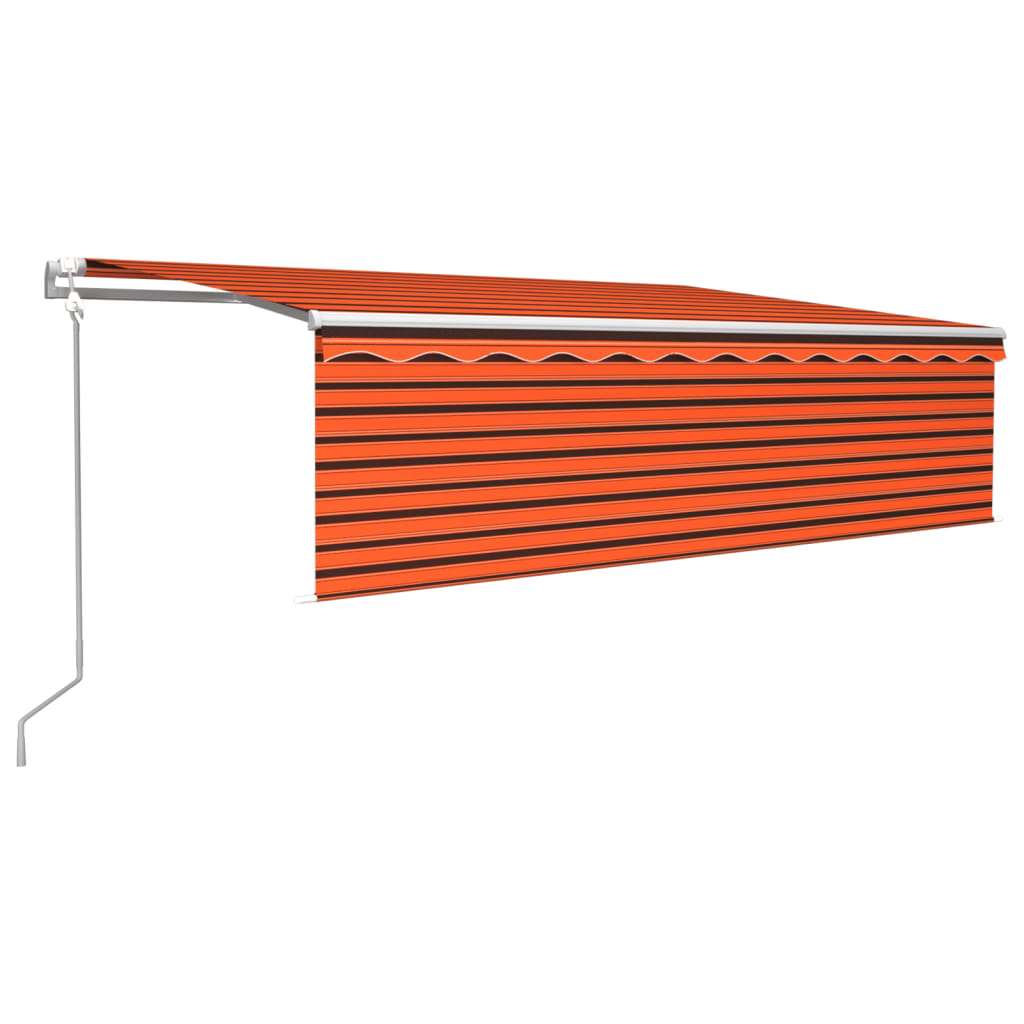 Vidaxl Luifel Automatische Walzenblind -LED -Windsensor 5x3 M Orange Braun