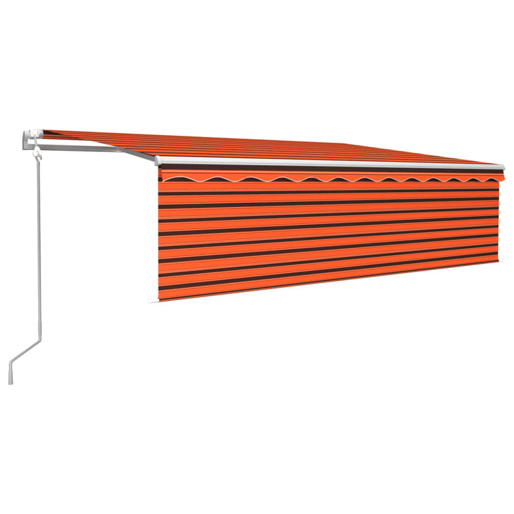 Vidaxl Luifel Automatische Walzenblind -LED -Windsensor 5x3 M Orange Braun