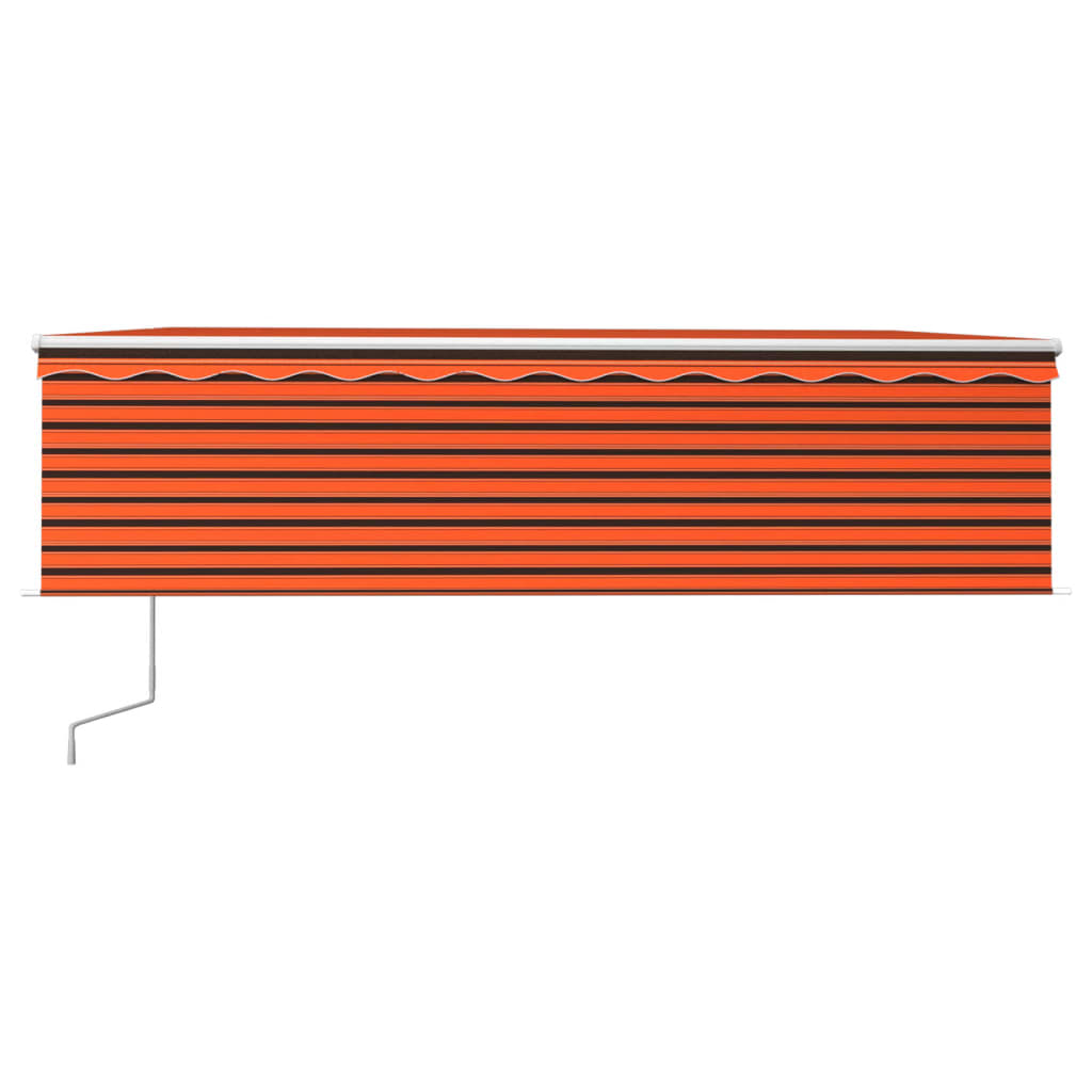 Vidaxl Luifel Automatische Walzenblind -LED -Windsensor 5x3 M Orange Braun