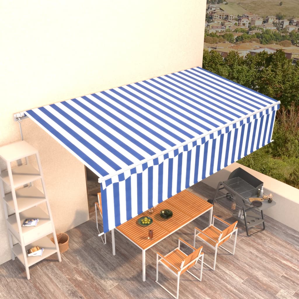 Vidaxl luifel manuell ausziehbar mit Roller Blind 6x3 m blau und weiß