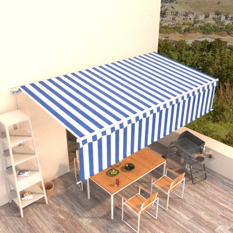 Vidaxl luifel manuell ausziehbar mit Roller Blind 6x3 m blau und weiß