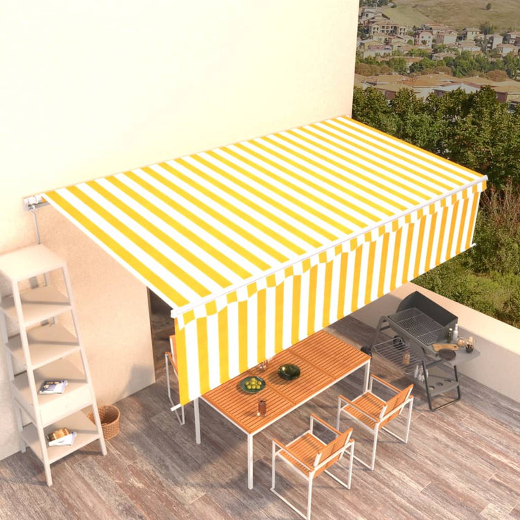 Vidaxl luifel manuell ausziehbar mit Rollerblind 6x3 m gelb und weiß