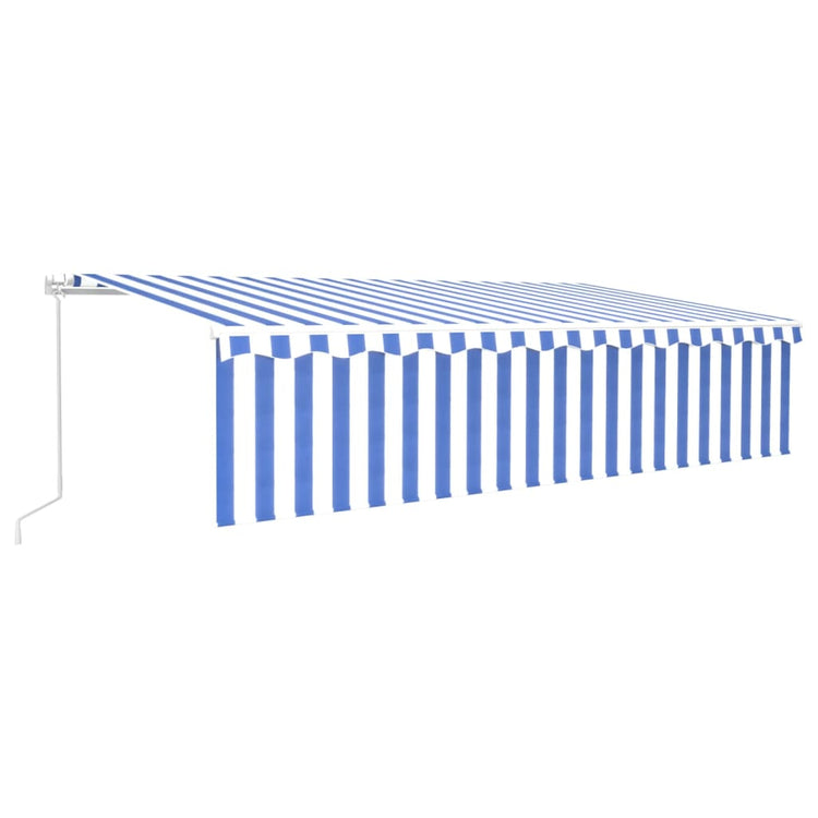 Vidaxl luifel manuell ausziehbar mit Rollerblind -LED 6x3 m blau weiß