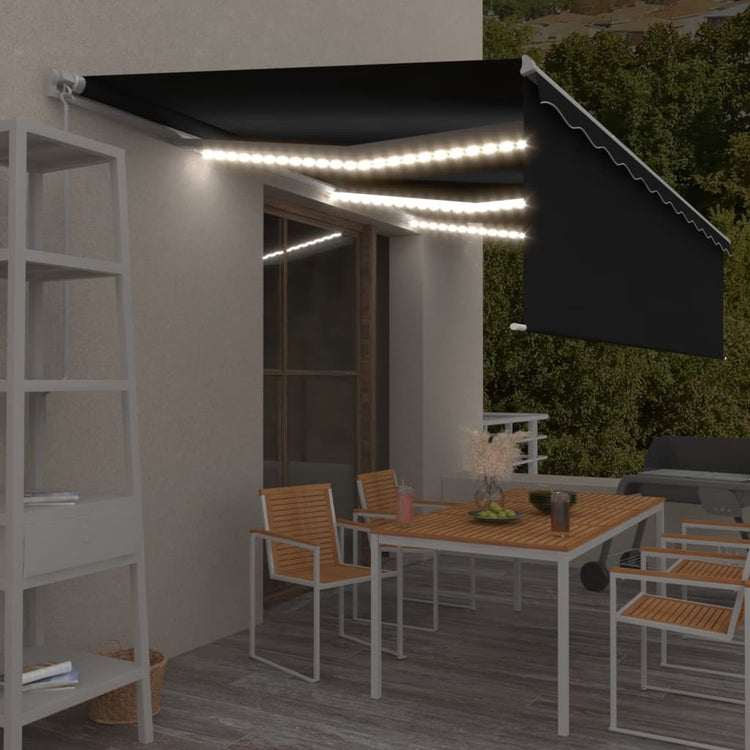 Vidaxl Luifel mit Roller Blind LED 6x3 m Anthrazit manuell ausziehbar