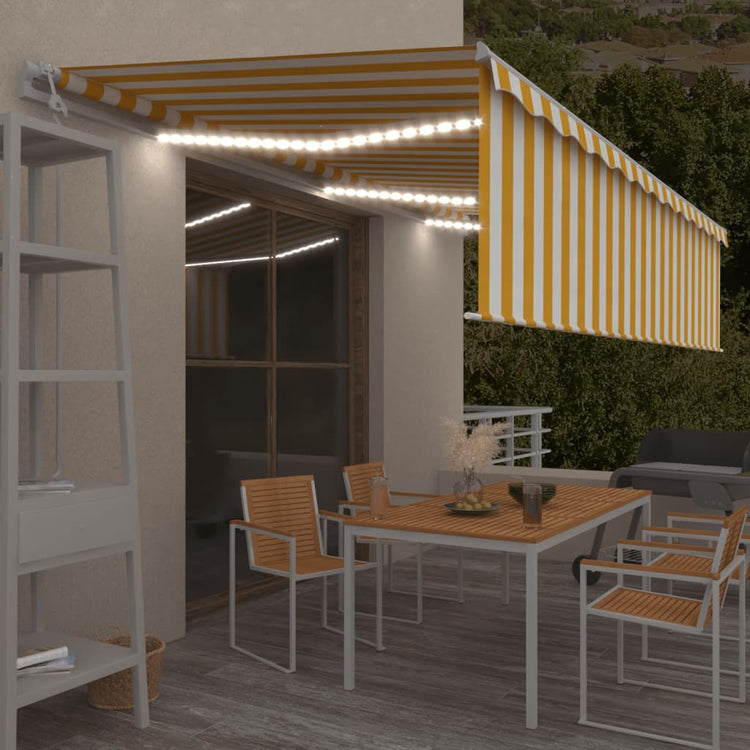 Vidaxl Luifel Automatische Rollerblind -LED -Windsensor 6x3 cm Gelb weiß