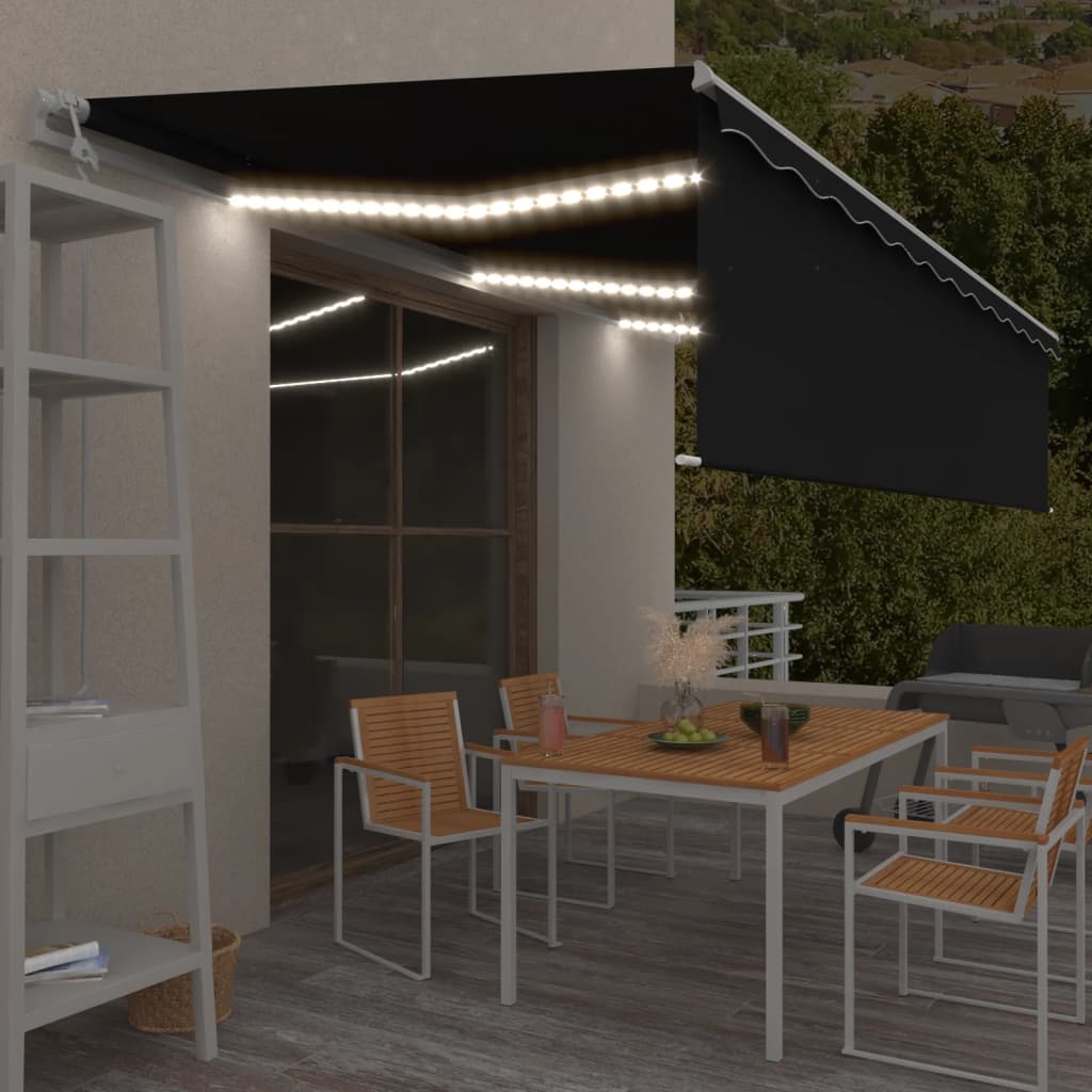 Vidaxl Luifel Automatische Rollerblind -LED -Windsensor 6x3 m Anthrazit