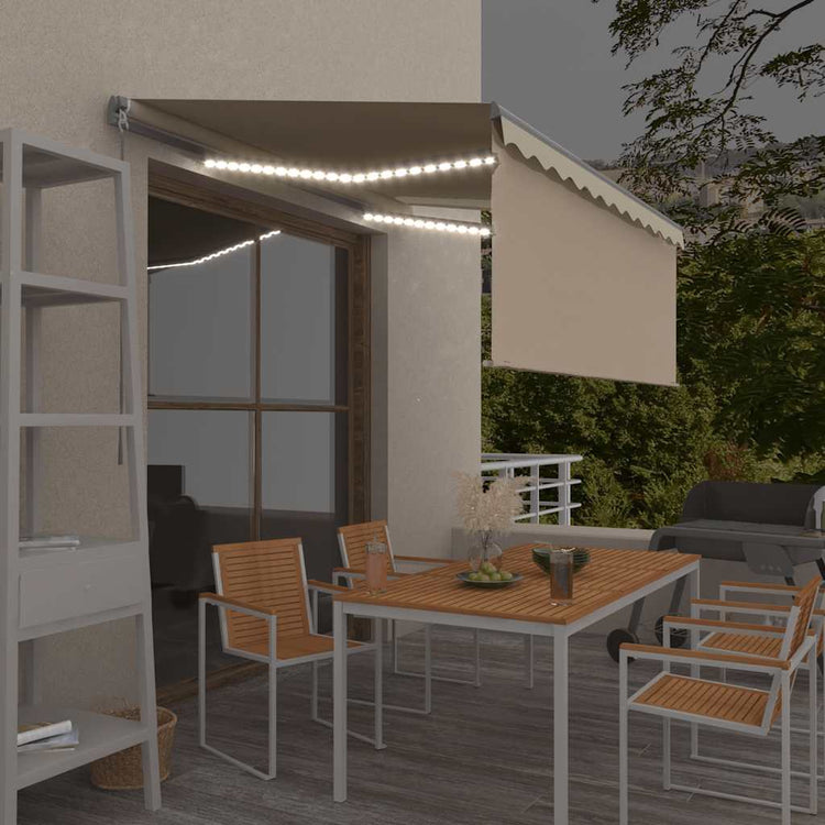 Vidaxx Markise manuell ausziehbar mit Rollo LED 3x2,5 m Creme