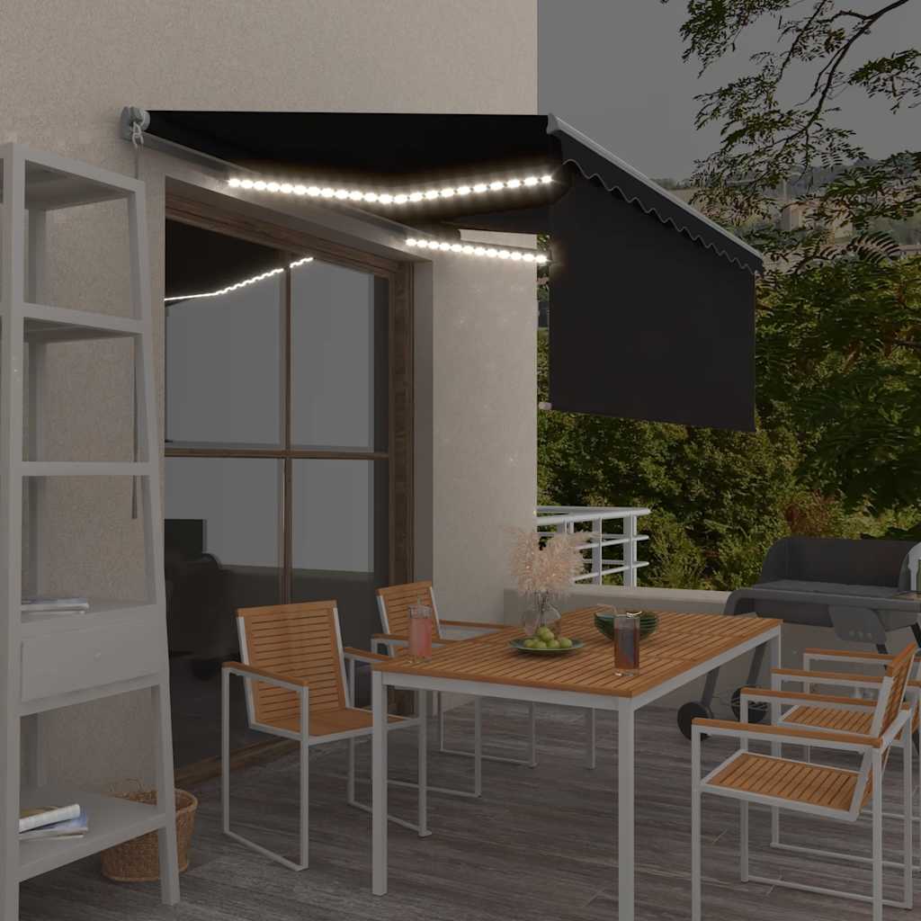 Vidaxx Markise manuell ausziehbares Rollo LED 3x2,5 m Anthrazit