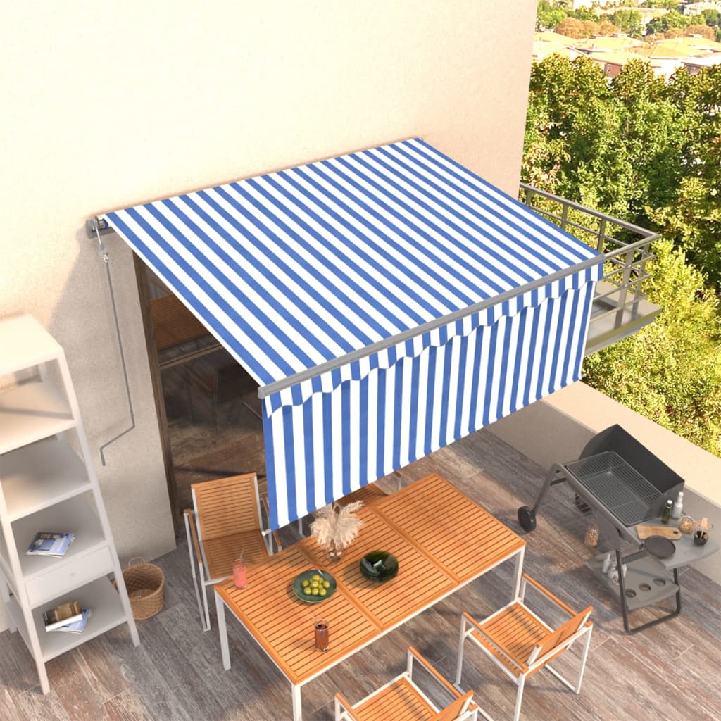 Vidaxl luifel exponierbar mit Roller Blind 3x2,5 m blau weiß