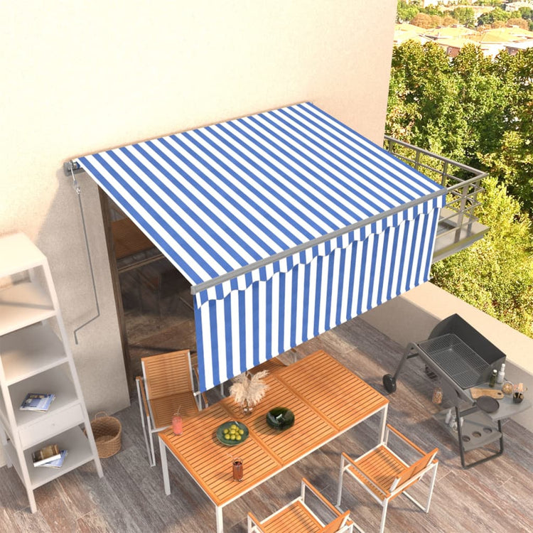 Vidaxl luifel exponierbar mit Roller Blind 3x2,5 m blau weiß