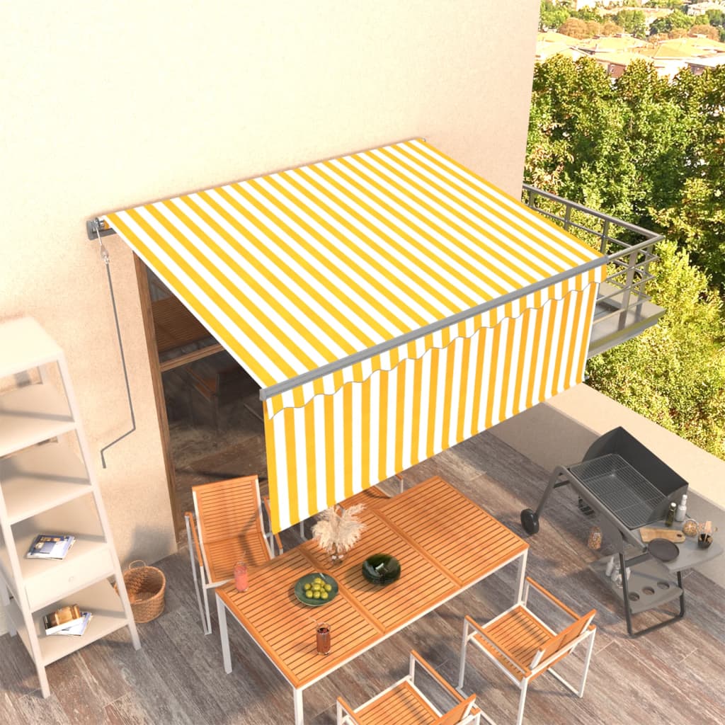 Vidaxx Markise automatisch ausziehbares Rollo 3,5x2,5 m Gelb und Weiß