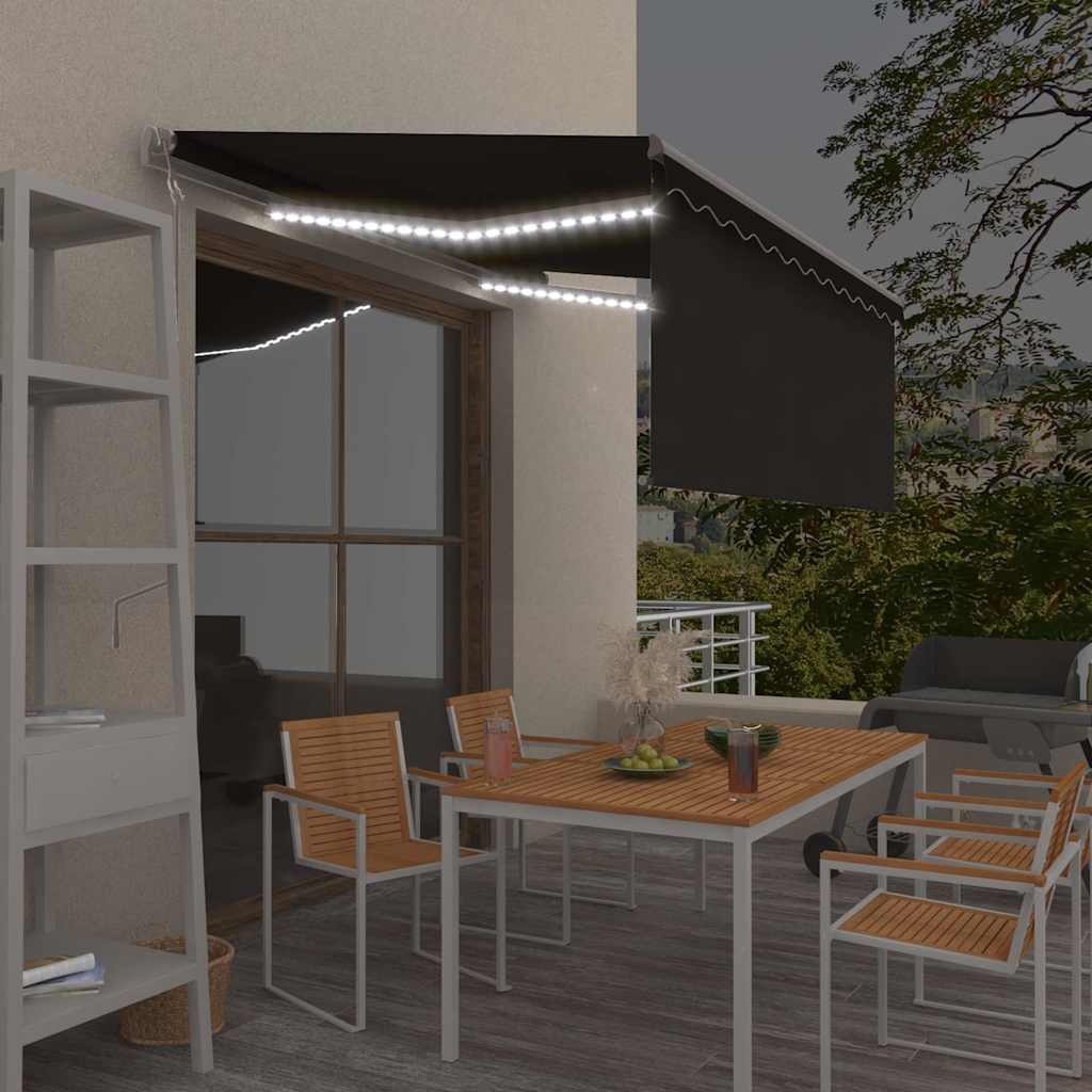 Vidaxl Luifel mit Rollenblind-, LED- und Windsensor 3,5x2,5 m Anthrazit