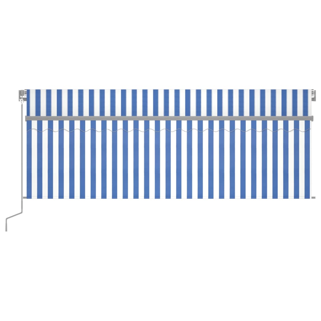 Vidaxl luifel manuell ausziehbar mit Rollerblind -LED 4x3 m blau weiß