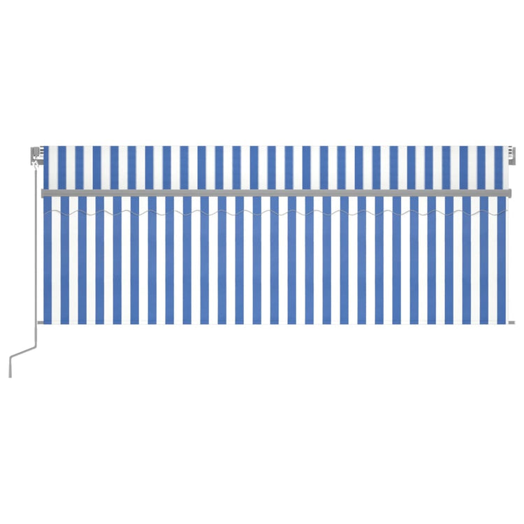 Vidaxl luifel manuell ausziehbar mit Rollerblind -LED 4x3 m blau weiß