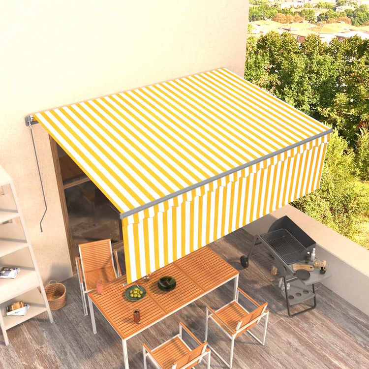 Vidaxl luifel manuell ausziehbar mit Rollerblind 4x3 m gelb und weiß