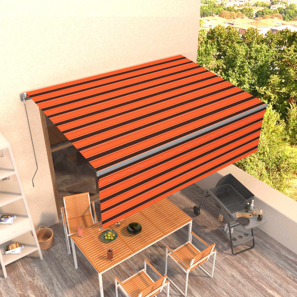 Vidaxx Markise manuell ausziehbar mit Rollo 4x3 m Orange Braun