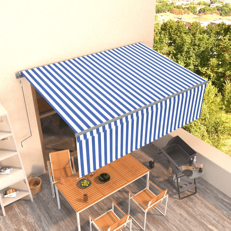 Vidaxl luifel exponierbar mit Roller Blind 4,5x3 m blau weiß