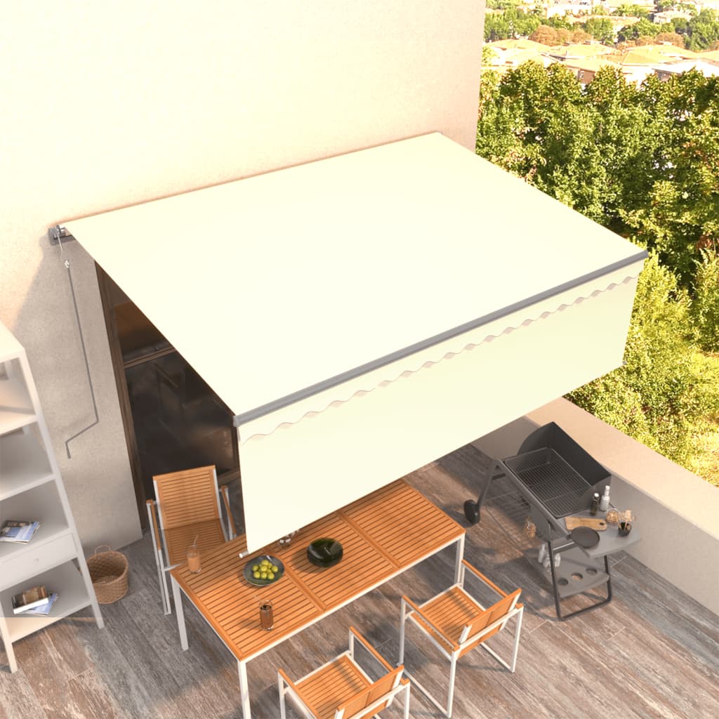 Vidaxl Luifel exponierbar mit Roller Blind 4,5x3 m Creme