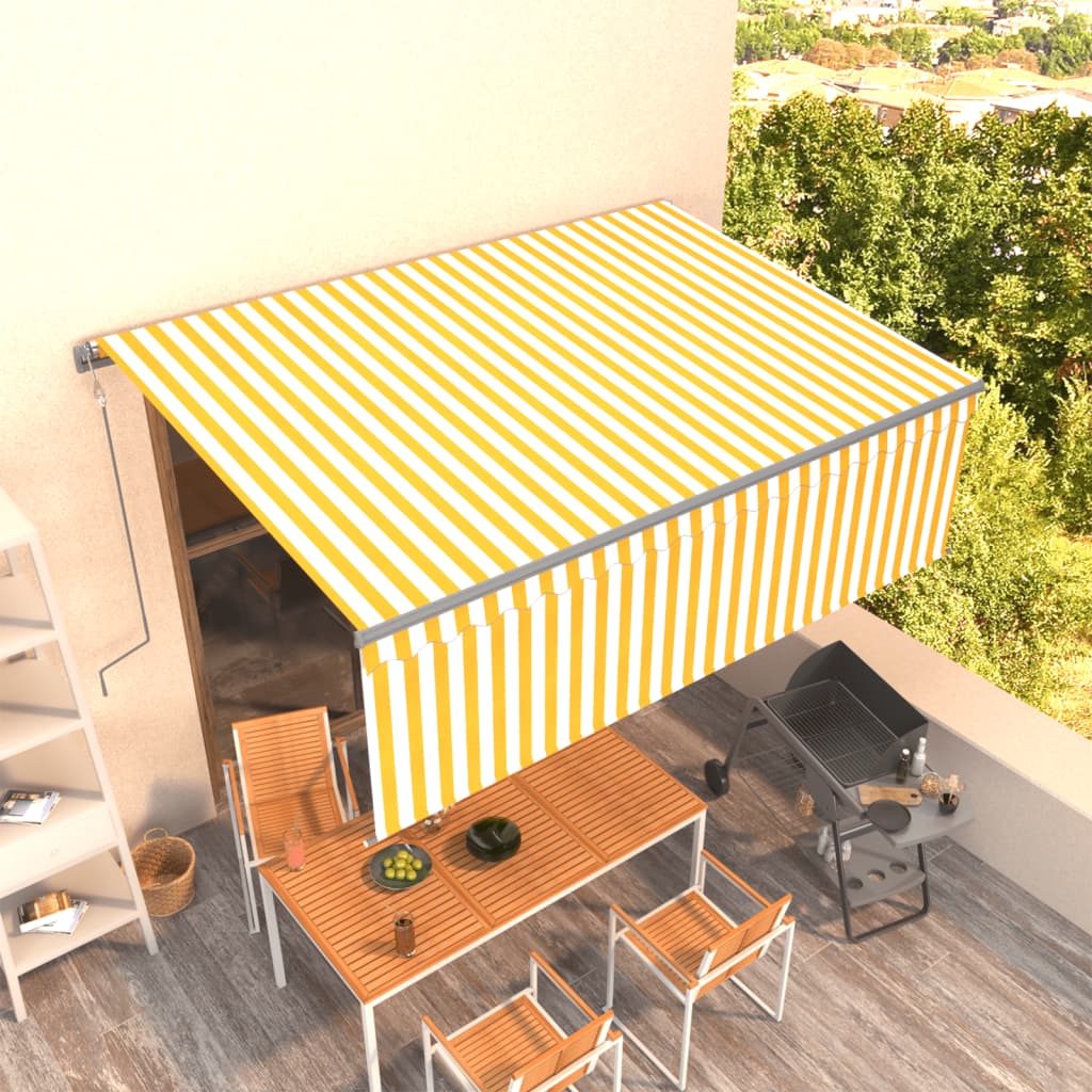 Vidaxl luifel expanisch mit Roller Blind 4,5x3 M Gelb weiß
