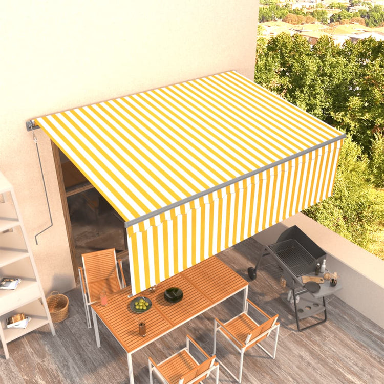 Vidaxl luifel expanisch mit Roller Blind 4,5x3 M Gelb weiß