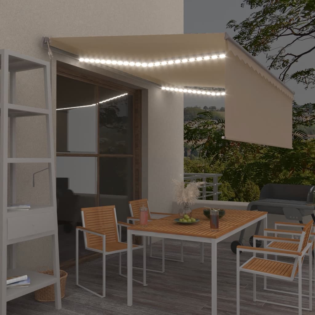 Vidaxl Luifel mit Rollenblind-, LED- und Windsensor 4,5x3 M cremefarben -gepflegt