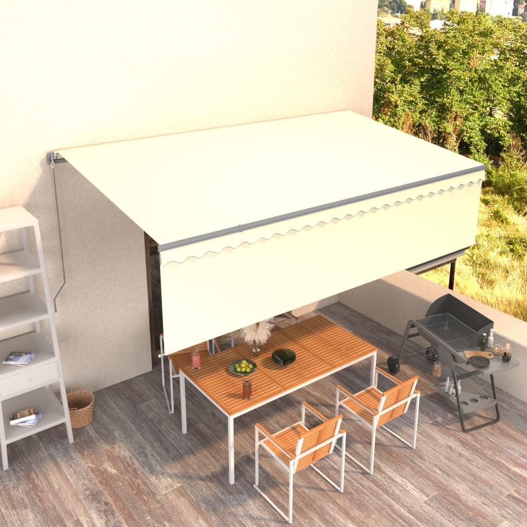 Vidaxl luifel mit Roller Blind 5x3 m cremefarbene gelenkt
