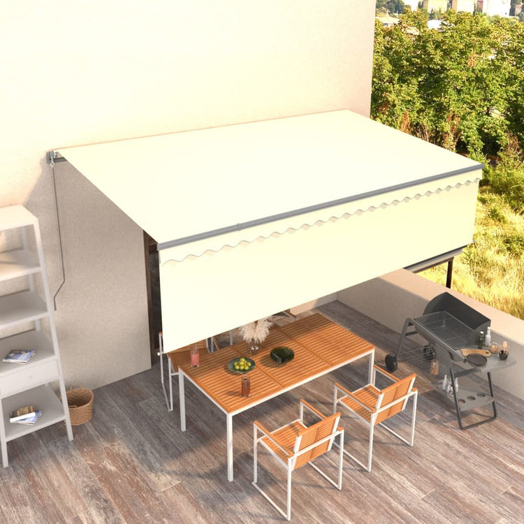 Vidaxl luifel mit Roller Blind 5x3 m cremefarbene gelenkt