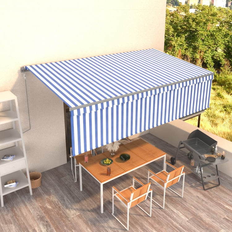 Vidaxl luifel exponierbar mit Roller Blind 5x3m Blau und Weiß